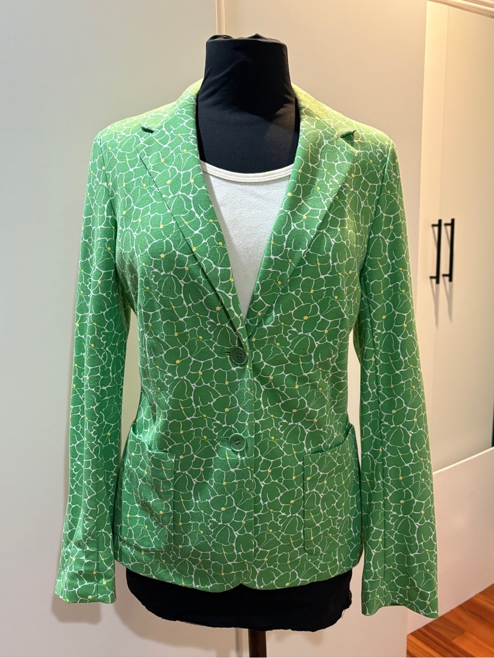 Talbots Green Floral-Print Blazer Jacket